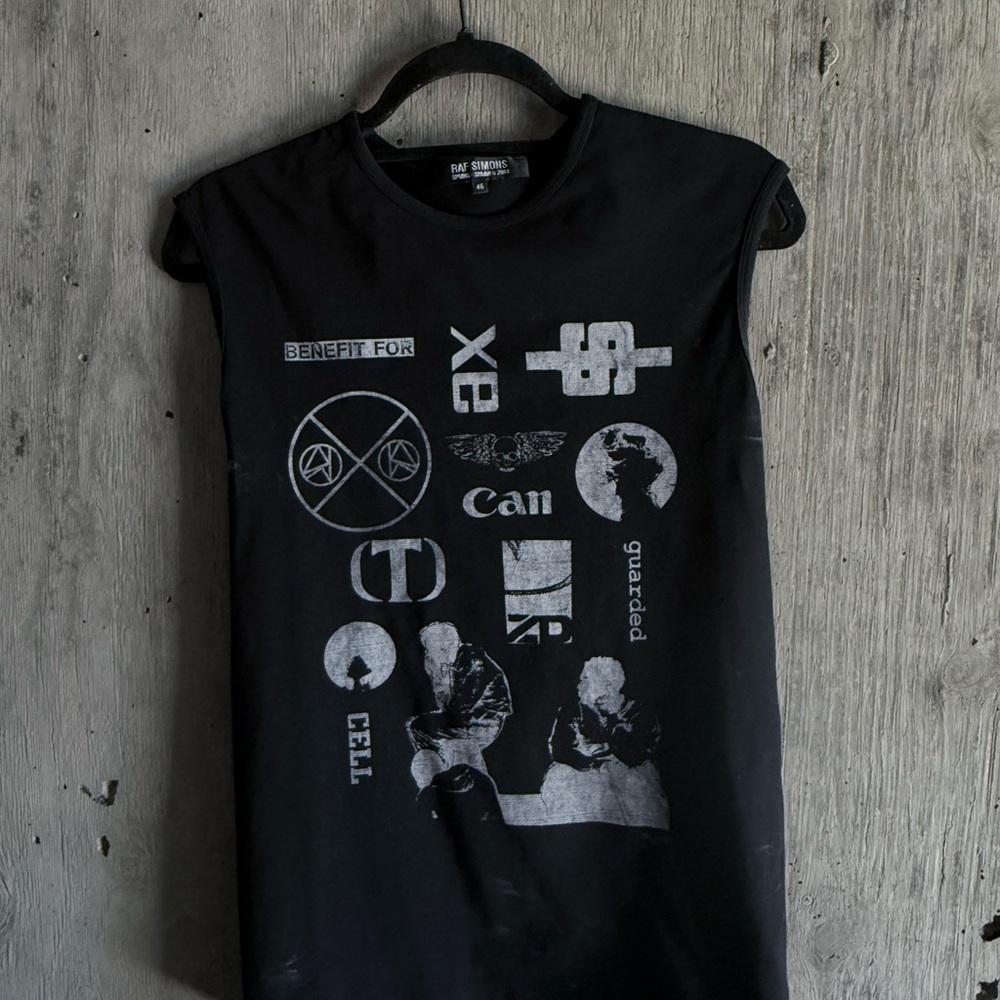 Raf Simons Black and White Graphic Tank Top
